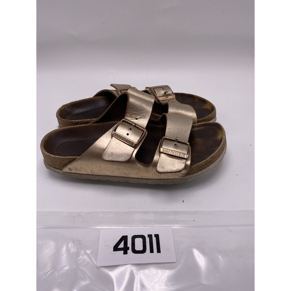 Birkenstock Sandals Women 6- 6.5 / EU 37 Arizona Birko-Flor Gold Slides 4011 - Picture 10 of 11